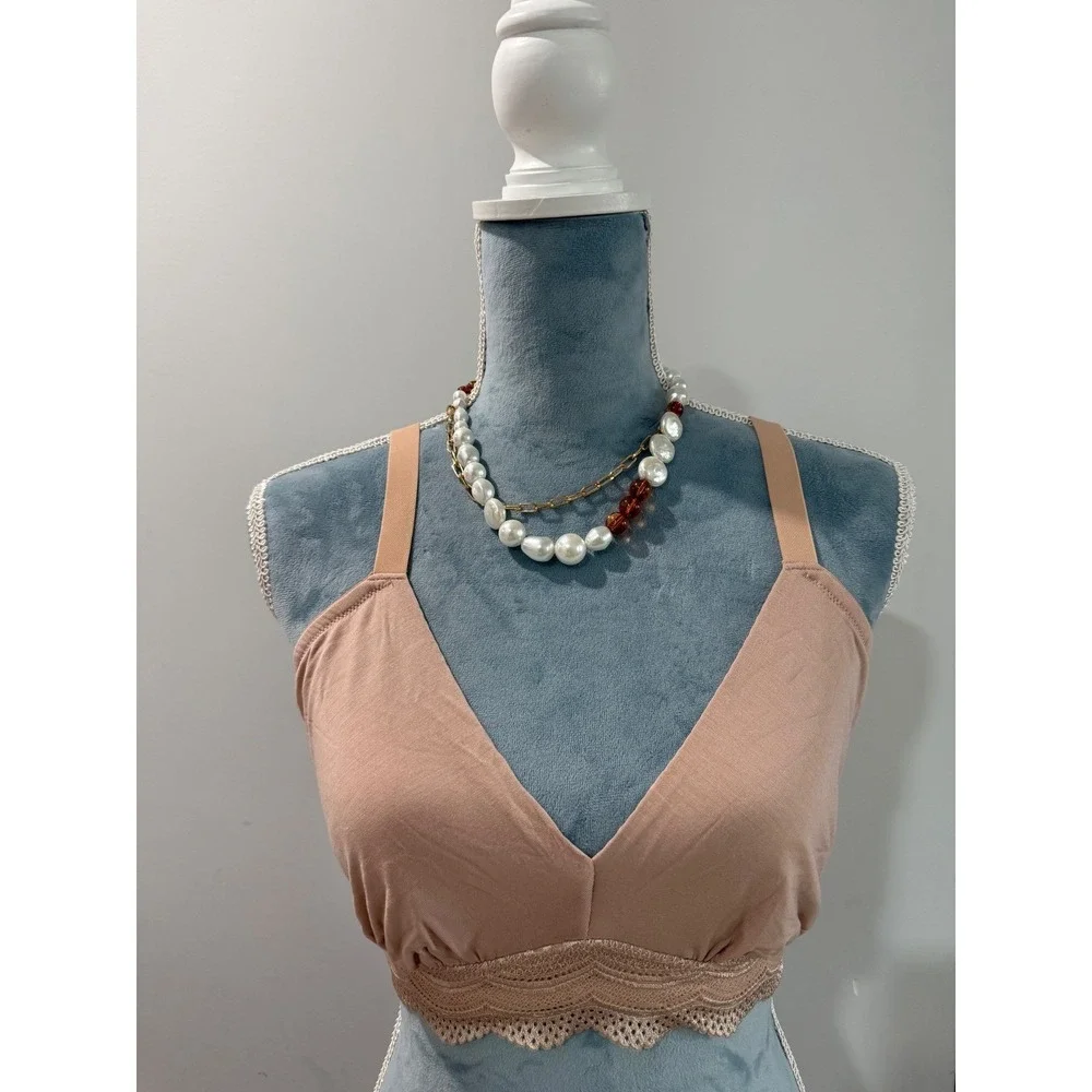 Cosabella Ceylon Modal Curvy Bralette Nude Beige Wireless Lounge Bra XL - Picture 3 of 12